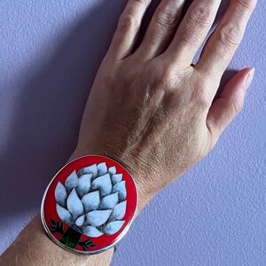 Sofio Gongli Georgian Minankari Cloisonné Enamel Sterling Silver Flower Bracelet